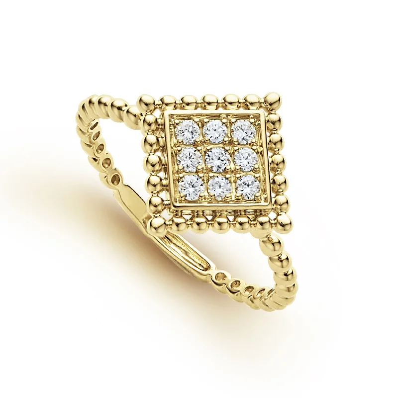 affordable engagement rings-Covet Large 18K Gold Diamond Ring