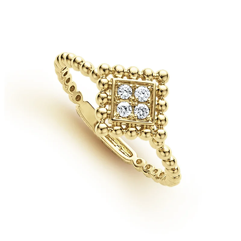 rings for men with gemstone inlays-Covet Small 18K Gold Diamond Ring