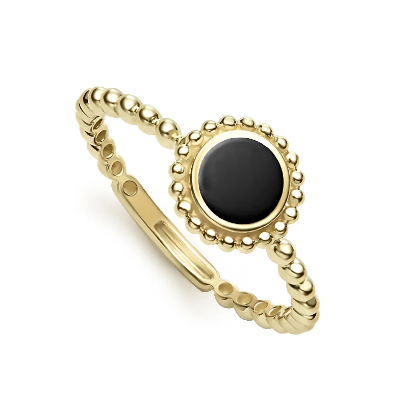 engagement rings with custom diamond shapes-Covet Round Onyx Stacking Ring