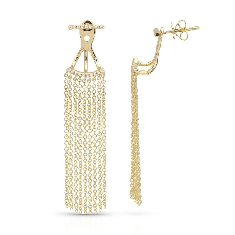 Bold gold stud earrings -Diamond Tassel Two-Piece Ear Jacket Drop Earrings