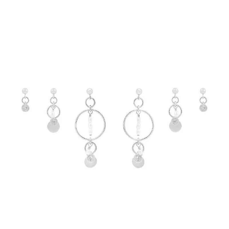 Bridal earrings for bridesmaids -Elsa Earring Set - Silver