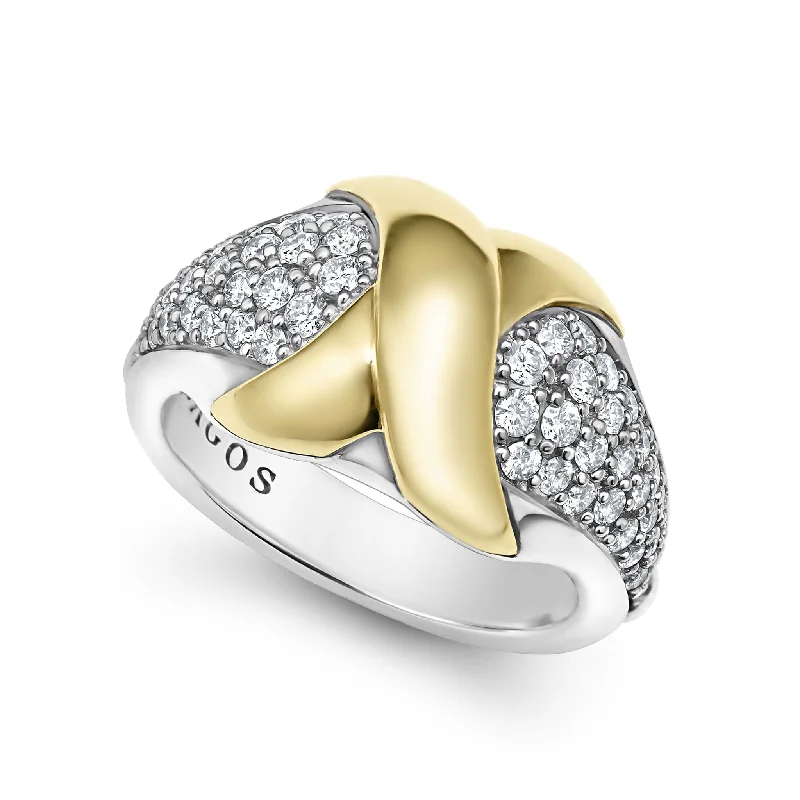 men’s wedding rings with engravings-Embrace 18K Gold X Diamond Ring