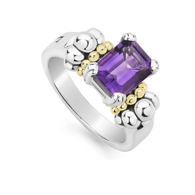 men’s rings with oval sapphire diamonds-Glacier Small Emerald-Cut Amethyst Ring