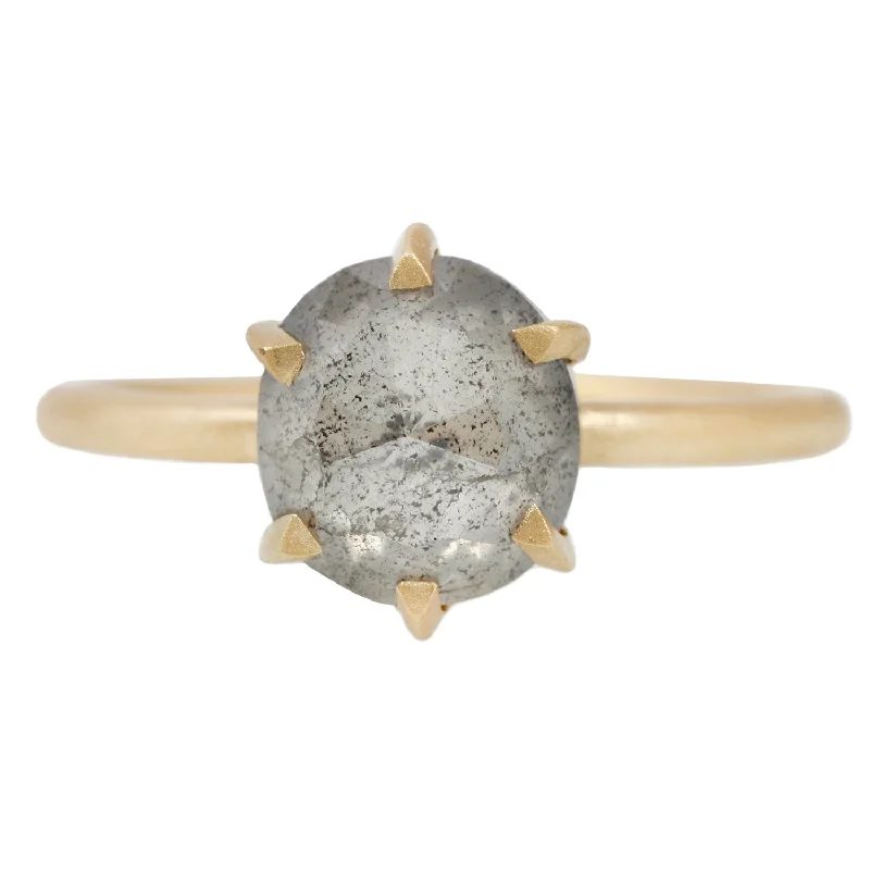 women’s stackable rings-Glowing Gray Diamond Hera Solitaire