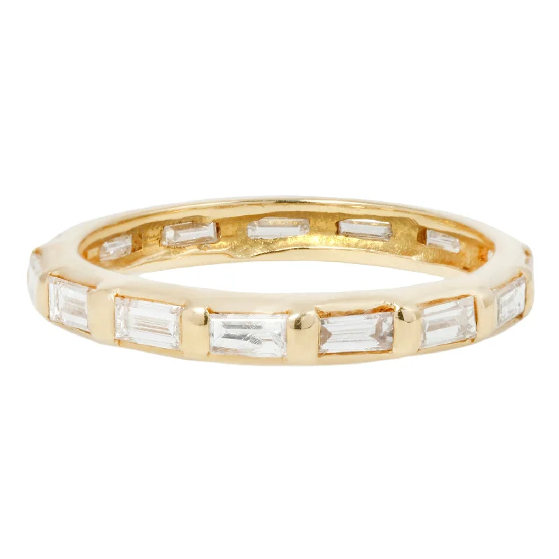 men’s silver rings-Gold & Diamond Baguette Eternity Band