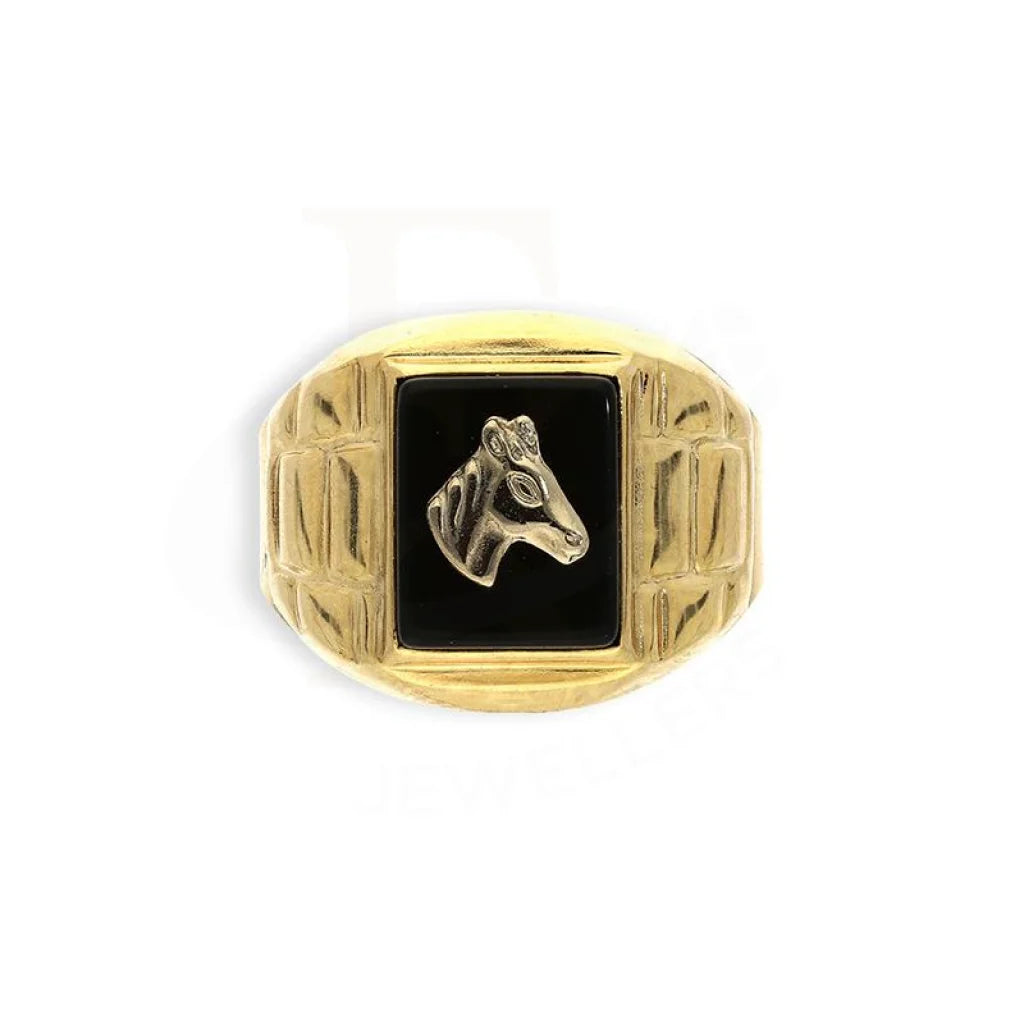 women’s engagement rings with custom cuts-Gold Men's Horse Ring in 18KT - FKJRN18K2683