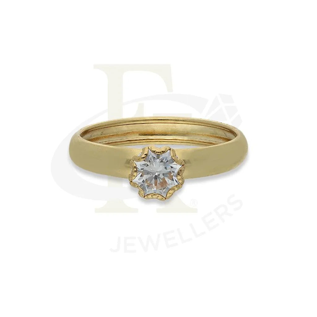 engagement rings with yellow sapphire accents-Gold Star Solitaire Ring in 18KT - FKJRN18K2657