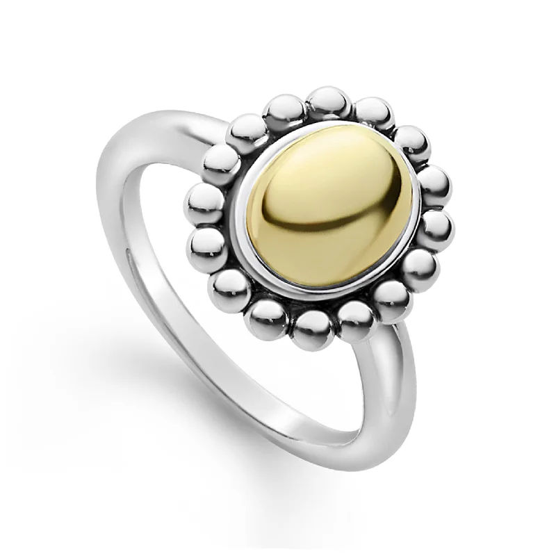 rings with radiant-cut diamonds for men-High Bar 18K Gold Caviar Dome Ring