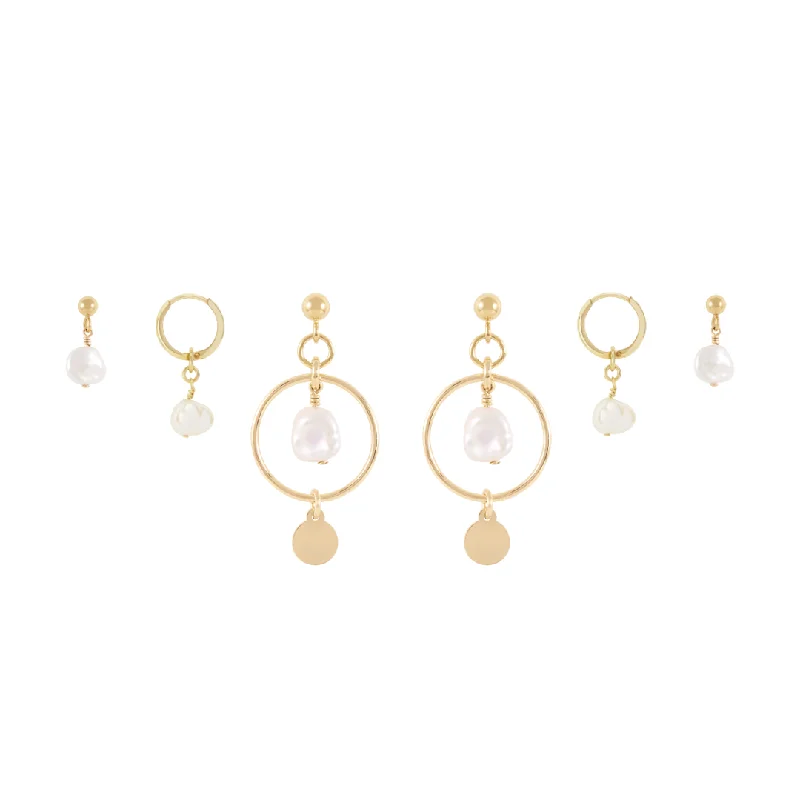 Elegant silver earrings -Inka Earring Set - Gold