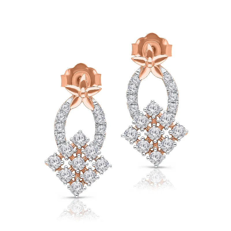 Trendy gold earrings -Kallati Rose Gold Diamond Eternal Earrings