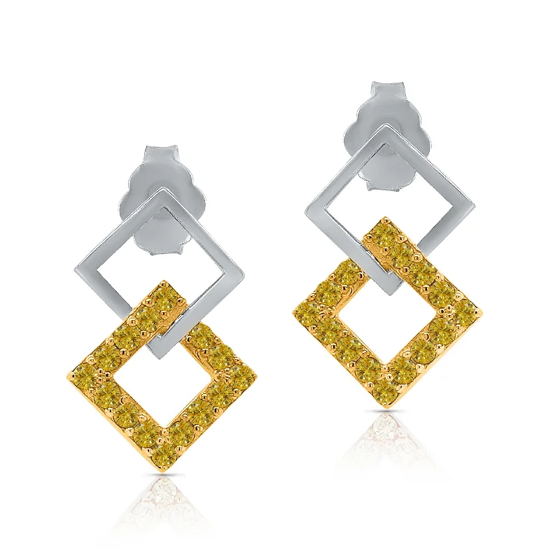 Butterfly stud earrings -Kallati Two-Tone Gold Diamond Eternal Earrings