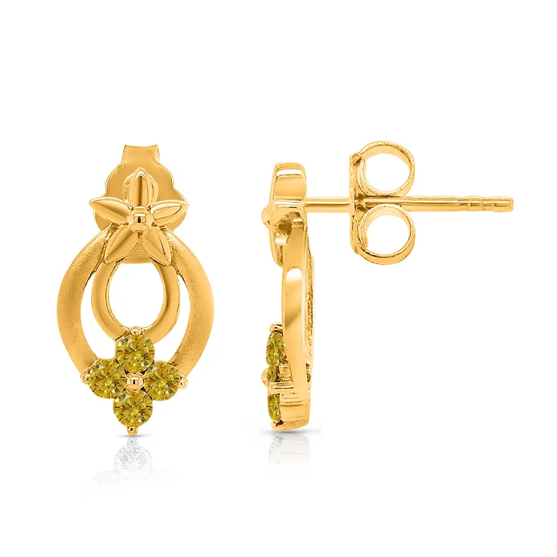 Colored stud earrings -Kallati Two-Tone Gold Diamond Eternal Earrings