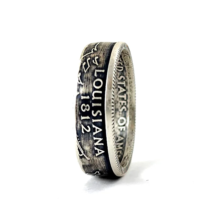 men’s wedding bands with diamonds and gemstones-90% Silver Louisiana Quarter Ring