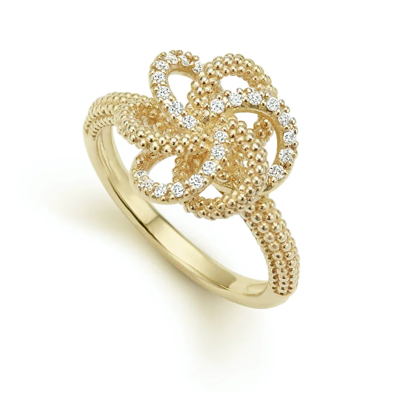 handmade rings for men-Love Knot 18K Gold Love Knot Diamond Ring