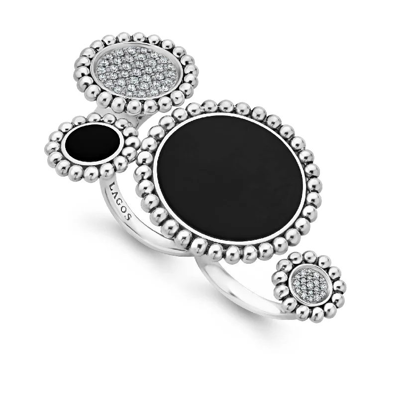 engagement rings with rubies for women-Maya Onyx and Diamond Circle Statement Ring