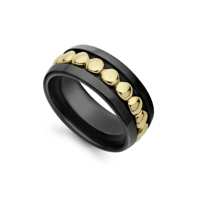 wedding rings with mixed gemstone designs-Meridian 18K Gold and Black Ceramic Ring