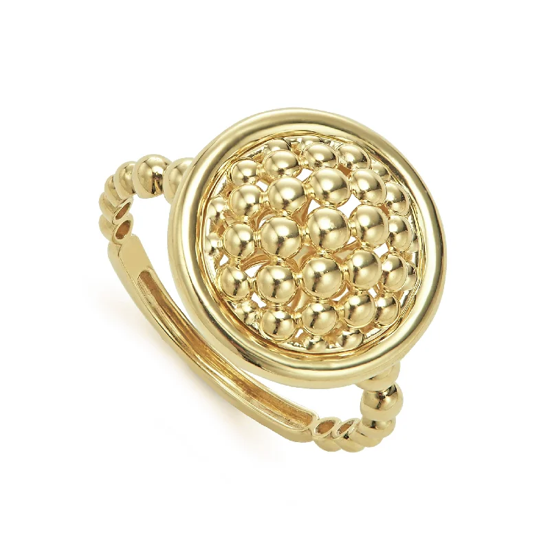 men’s titanium rings with diamonds-Meridian 18K Gold Caviar Ring