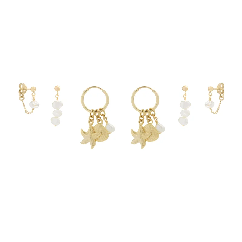 Double hoop earrings -Milos Earring Set - Gold