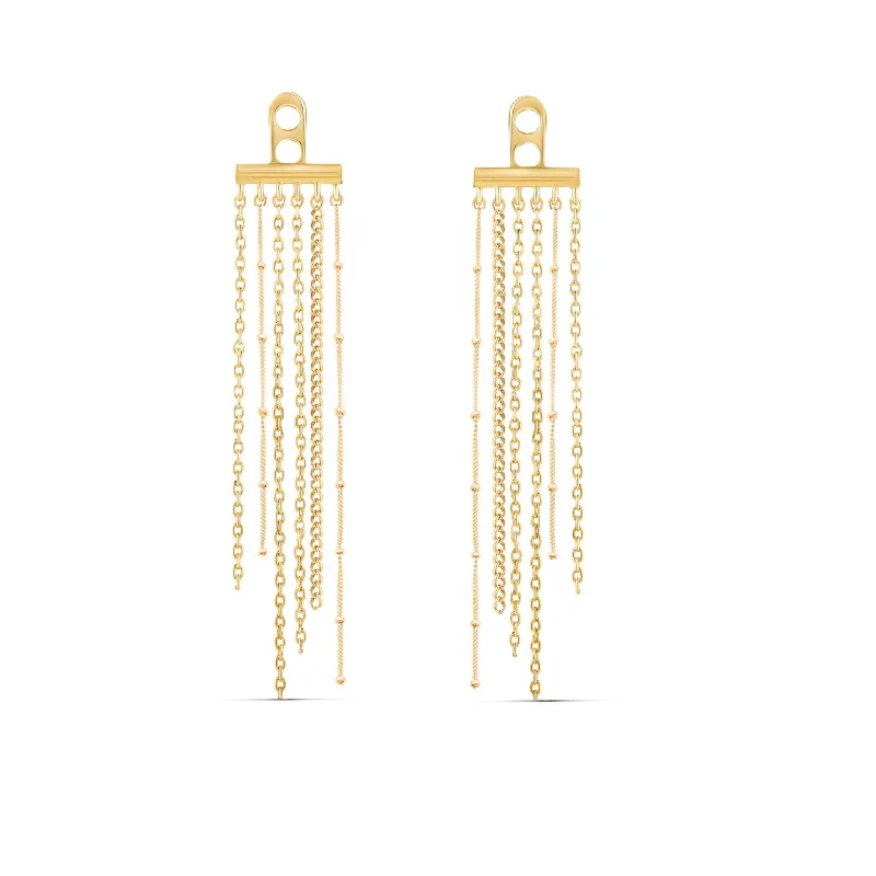 Customized crystal earrings -Multi-Chain Tassel Earring Back Charm (PAIR)