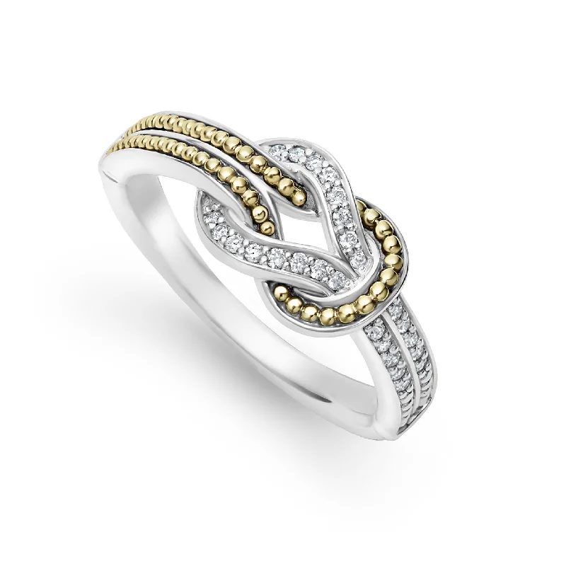 rings for women with heart diamond accents-Newport Two-Tone Knot Diamond Ring