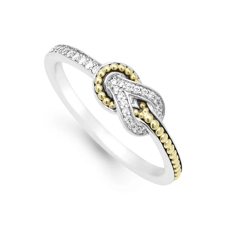 luxury diamond engagement rings-Newport Petite Two-Tone Knot Diamond Ring