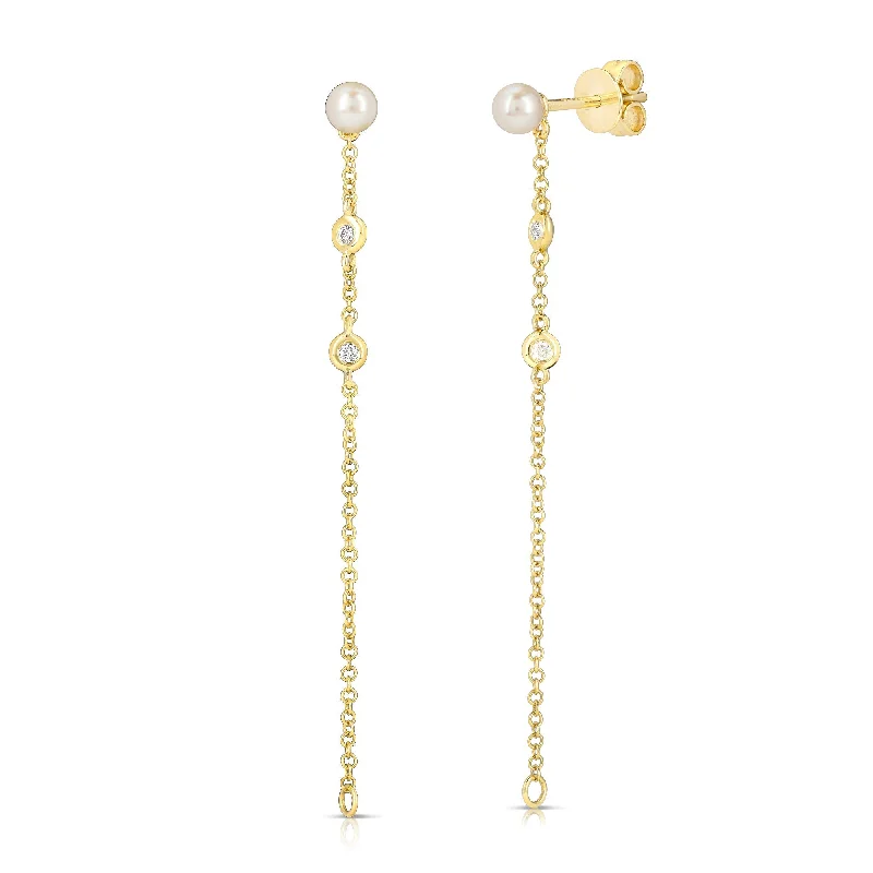 Ear cuffs for women -Pearl And Diamond Convertible Drop Earrings