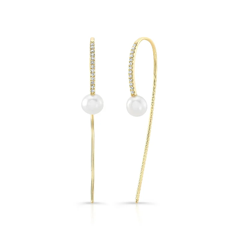 Elegant diamond earrings -Pearl Ear Threaders