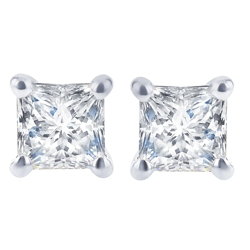 Large stud earrings -Princess Bella Diamond Stud Earrings 1 1/4ct