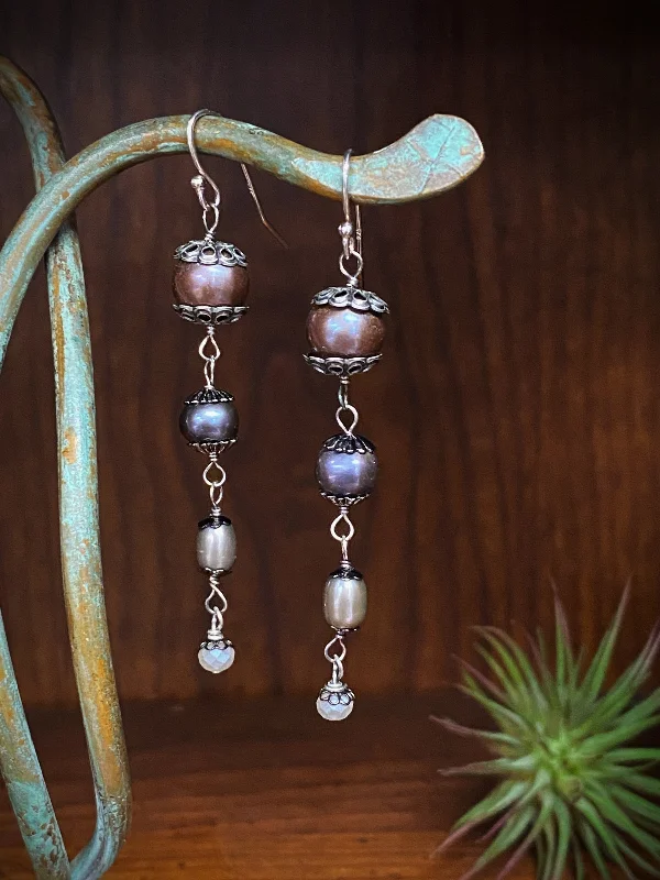 Bold statement earrings -Reflections Purple Pearl Drop Dangles by Anne Vaughan