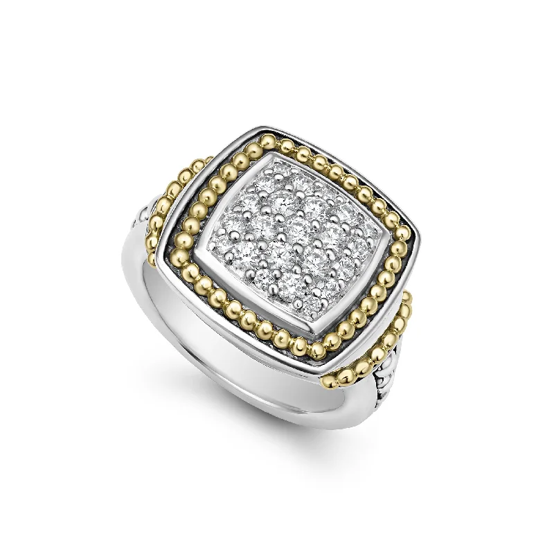 classic wedding rings for women-Rittenhouse Two-Tone Diamond Square Ring