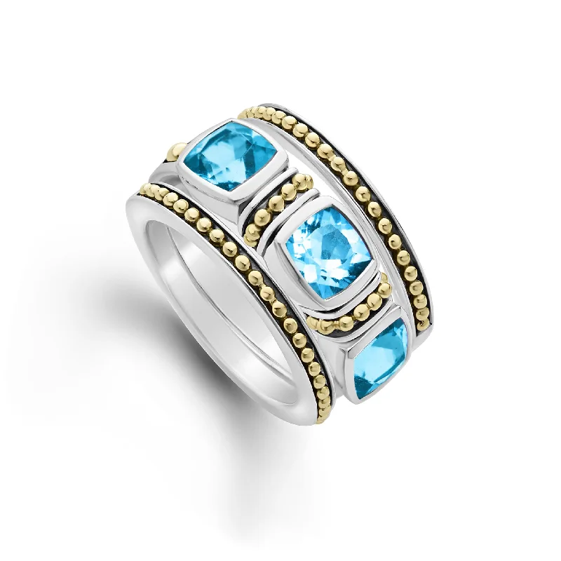 men’s wedding rings with heart-shaped diamonds-Rittenhouse Swiss Blue Topaz Stacking Rings