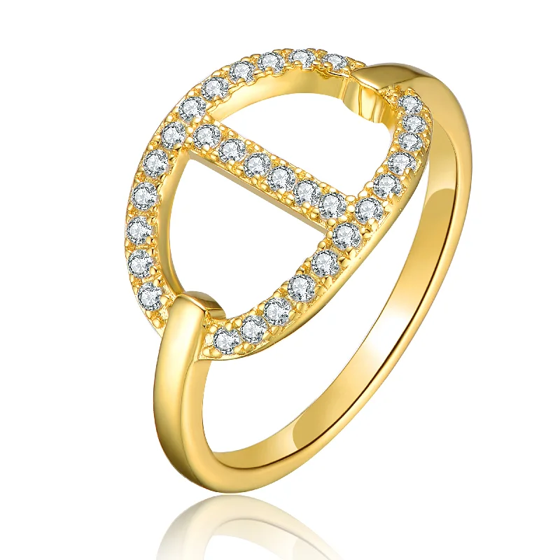 engagement rings for women with yellow diamonds-Rachel Glauber 14k Gold Plated Cubic Zirconia ModernRing