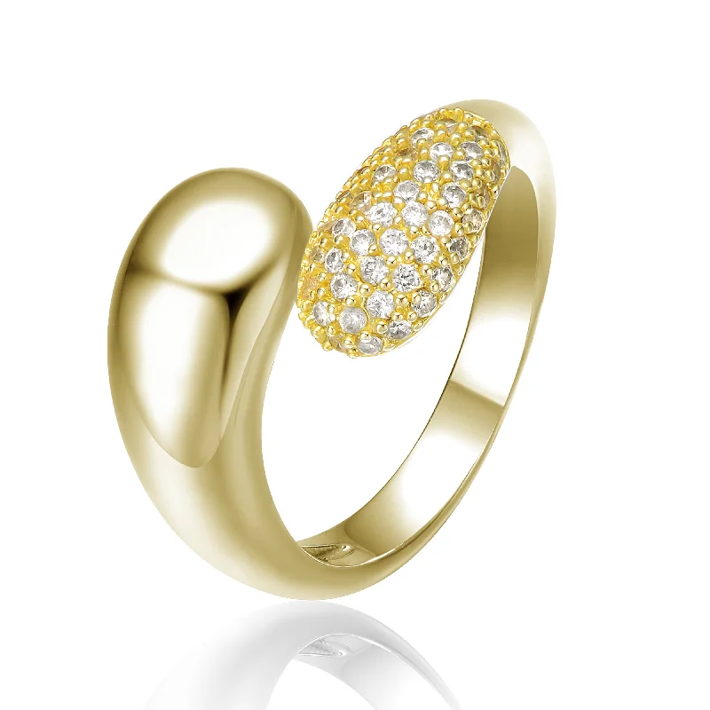 wedding bands for women with custom diamond settings-Rachel Glauber 14k Gold Plated With Cubic Zirconia Bypass Ring