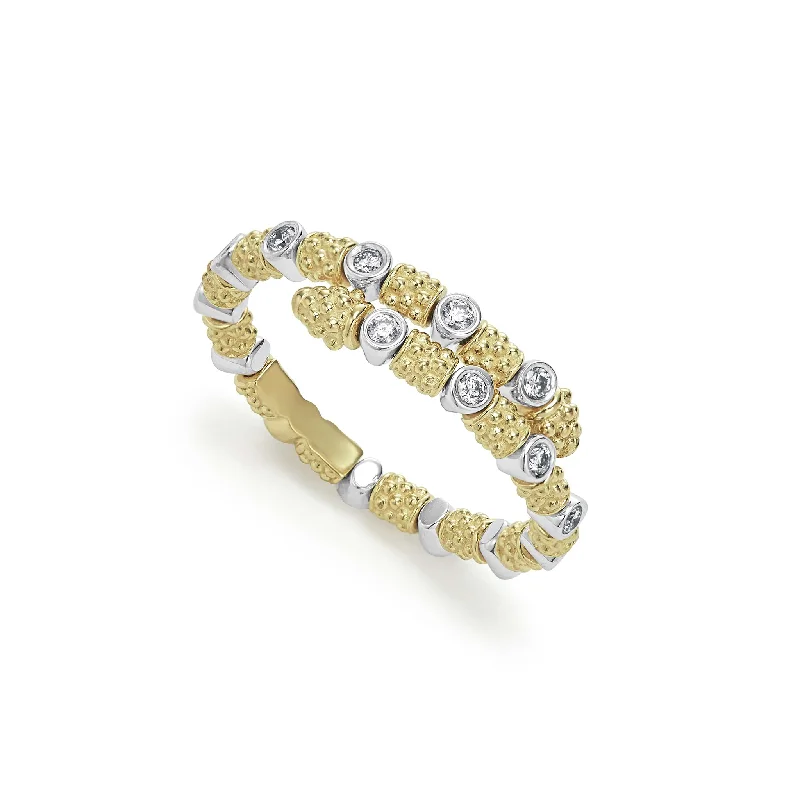 wedding rings for men with gemstones-Signature Caviar 18K Gold and Diamond Superfine Band Ring