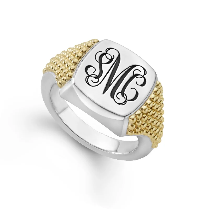 sterling silver promise rings-Signature Caviar Exclusive Signet Ring