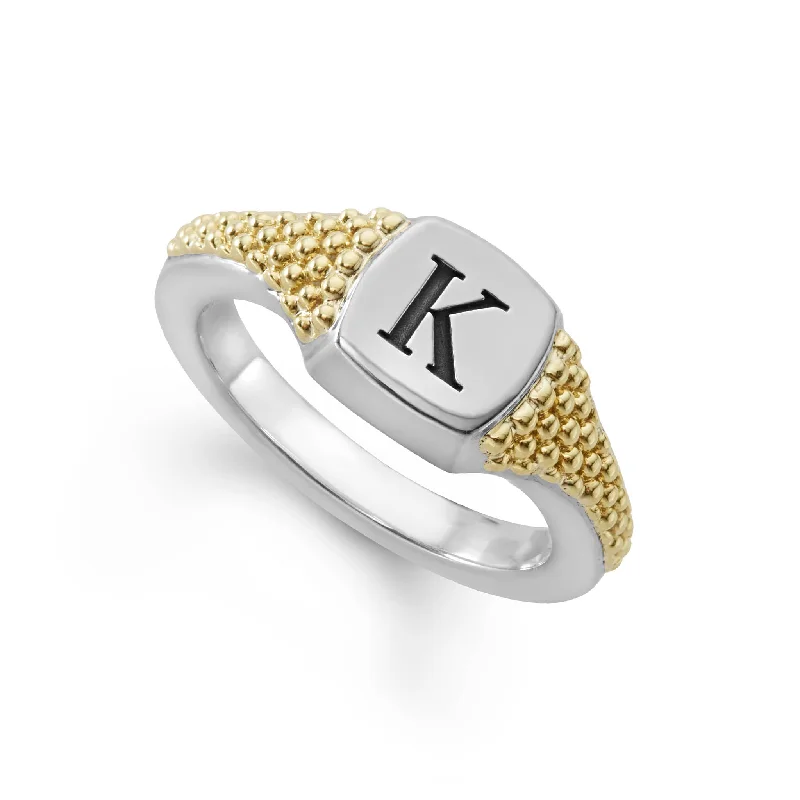 custom wedding rings-Signature Caviar Square Signet Ring