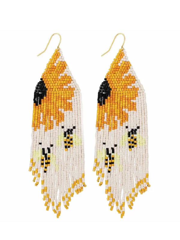 Artistic drop earrings -Spring Bloom Beaded Dangles