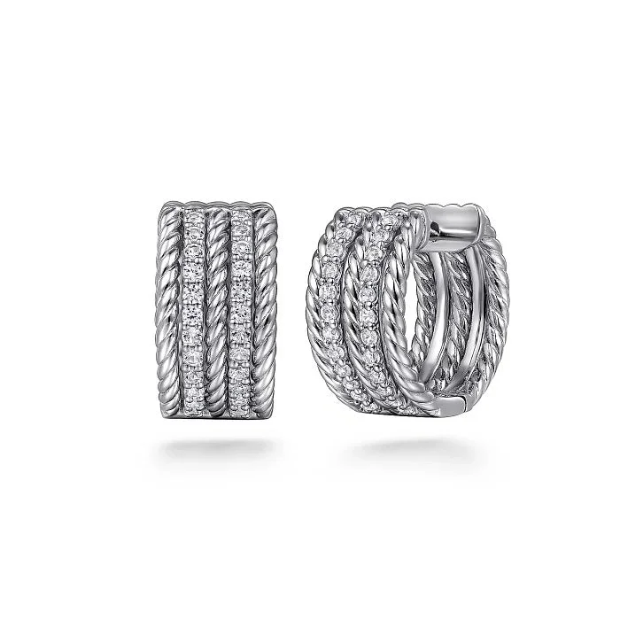 Dainty earrings for women -Sterling Silver .64cttw White Sapphire 15mm Hampton Huggie Earrings