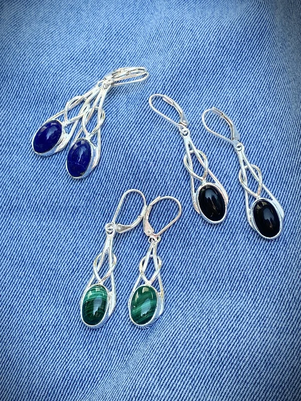 Unique earrings with rhinestones -Gemstone Knot Drop Dangles