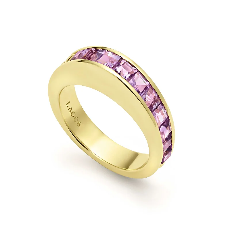 designer rings for men-Studio 18K Gold Amethyst Stacking Ring