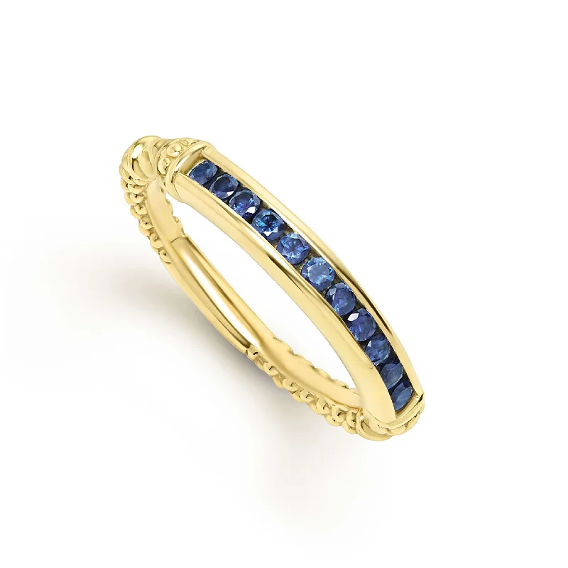 sapphire engagement rings-Studio 18K Gold Blue Sapphire Stacking Ring