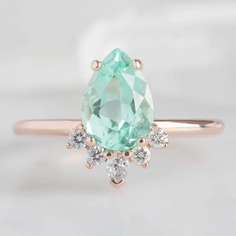 engagement rings with vintage gemstone designs-The Aster Ring | 1.15ct Pear Cut Emerald in 14K Rose Gold