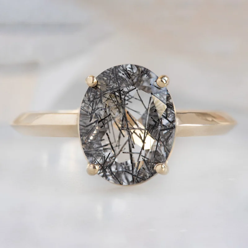 personalized rings for women-The Bryn Ring | 2.37ct Oval Tourmaline In Quartz in 14K Yellow Gold