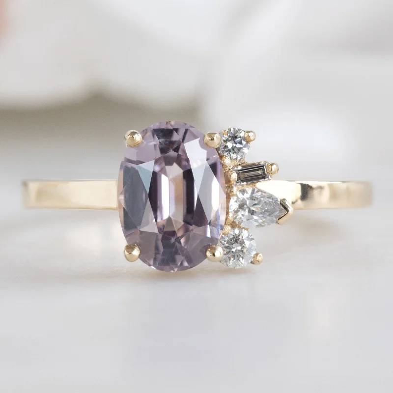 handmade engagement rings-The Cluster Ring | 1.12ct Oval Spinel in 14K Yellow Gold