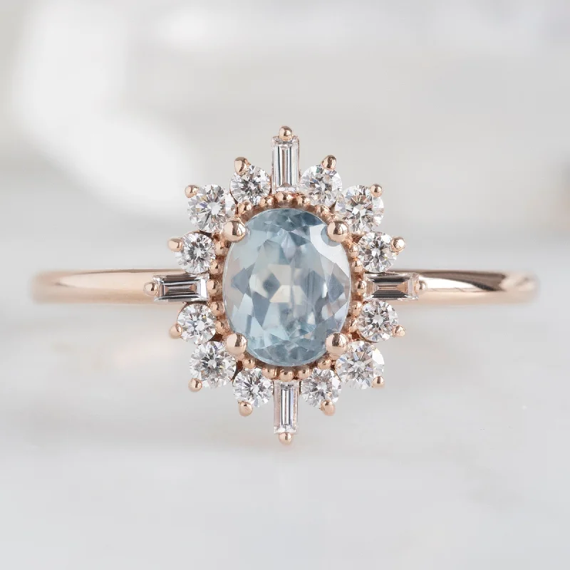 engagement rings for women with gemstone inlays-The Compass Ring | 0.87ct Oval Montana Sapphire in 14K Rose Gold