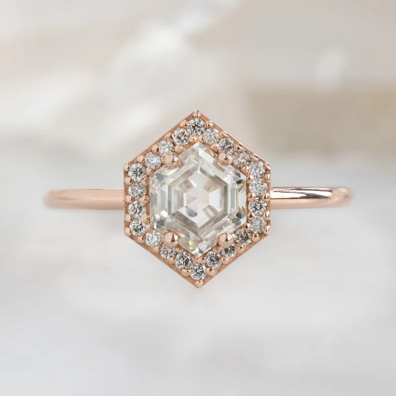 women’s wedding rings with square diamonds-The Dahlia Ring | 0.77ct Hexagon Pink Diamond in 14K Rose Gold