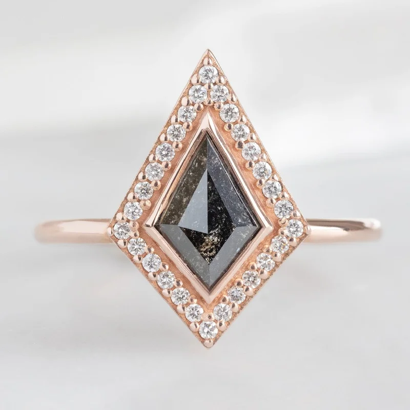 men’s engagement rings with oval sapphires-The Dahlia Ring | 0.80ct Kite Black Diamond in 14K Rose Gold