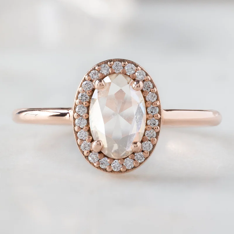 promise rings for girlfriend-The Dahlia Ring | 0.87ct Oval Pink Diamond in 14K Rose Gold