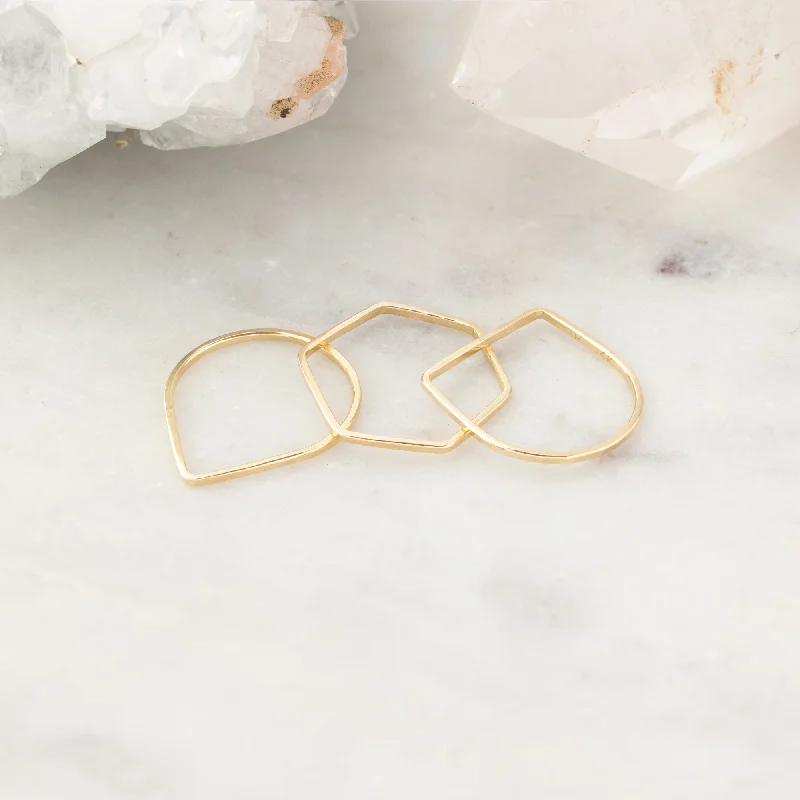 engagement rings with vintage gemstone cuts-The Geometric Stacking Ring Set | 14K Yellow Gold