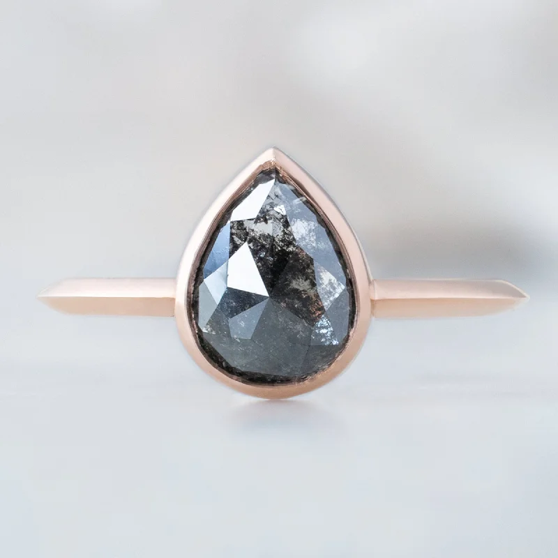 engagement rings with vintage diamond cuts-The Hazel Ring | 1.68ct Rose Cut Black Diamond in 14K Rose Gold